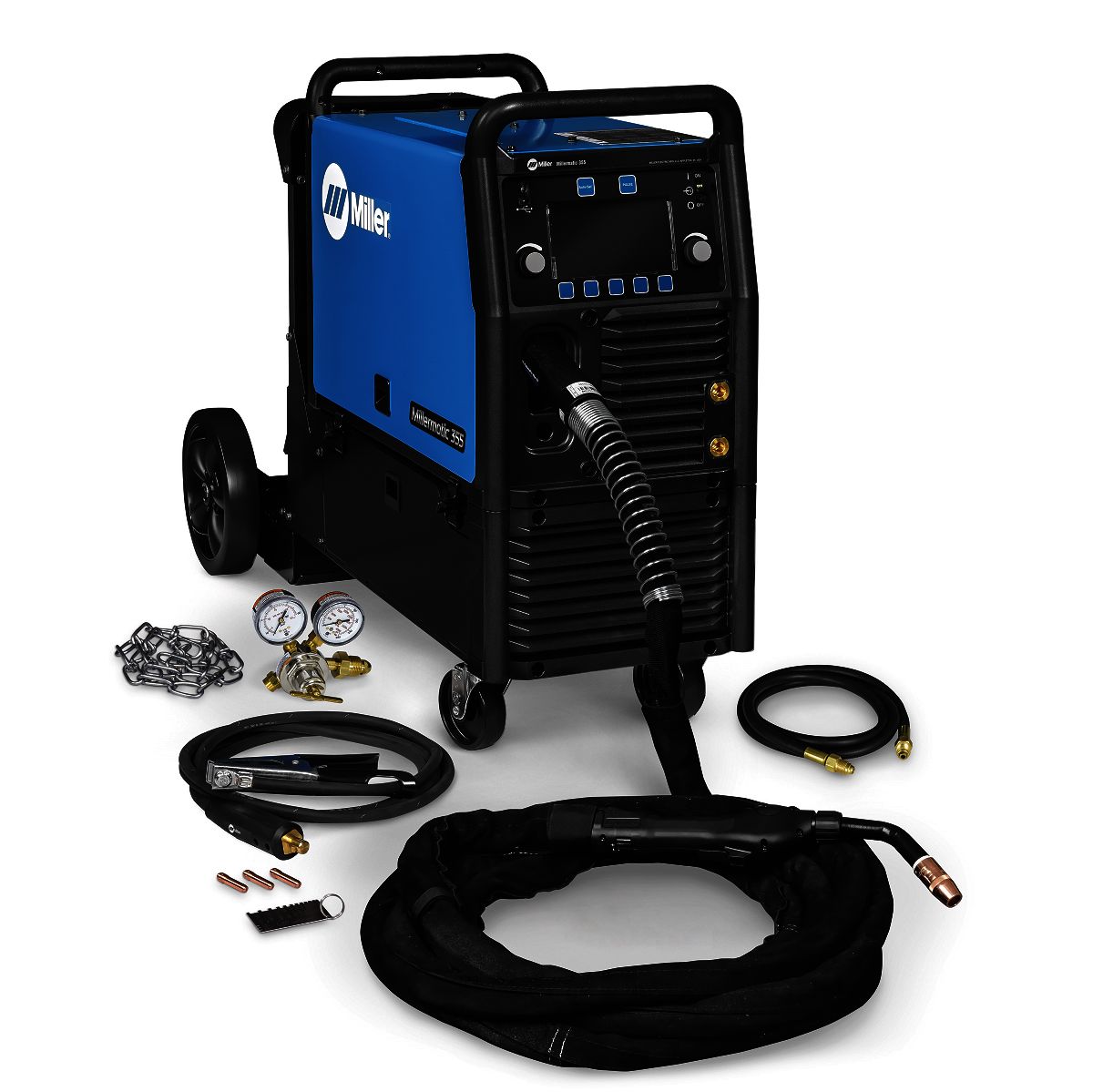 Miller® Millermatic® 355 1 or 3 Phase MIG Welder With 208 - 575 Input Voltage, 400 Amp Max Output, Auto-Set™ Elite Parameters And Accessory Package Miller® Millermatic® 355 1 or 3 Phase MIG Welder With 208 - 575 Input Voltage, 400 Amp Max Output, Auto-Set™ Elite Parameters And Accessory Package
