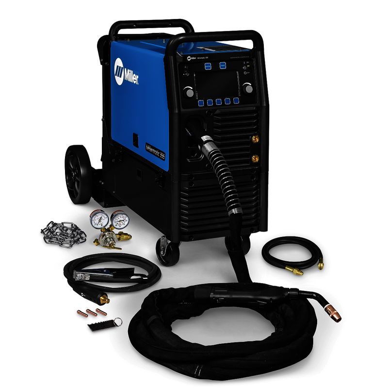 Miller® Millermatic® 355 1 or 3 Phase MIG Welder With 208 - 575 Input Voltage, 400 Amp Max Output, Auto-Set™ Elite Parameters And Accessory Package Miller® Millermatic® 355 1 or 3 Phase MIG Welder With 208 - 575 Input Voltage, 400 Amp Max Output, Auto-Set™ Elite Parameters And Accessory Package