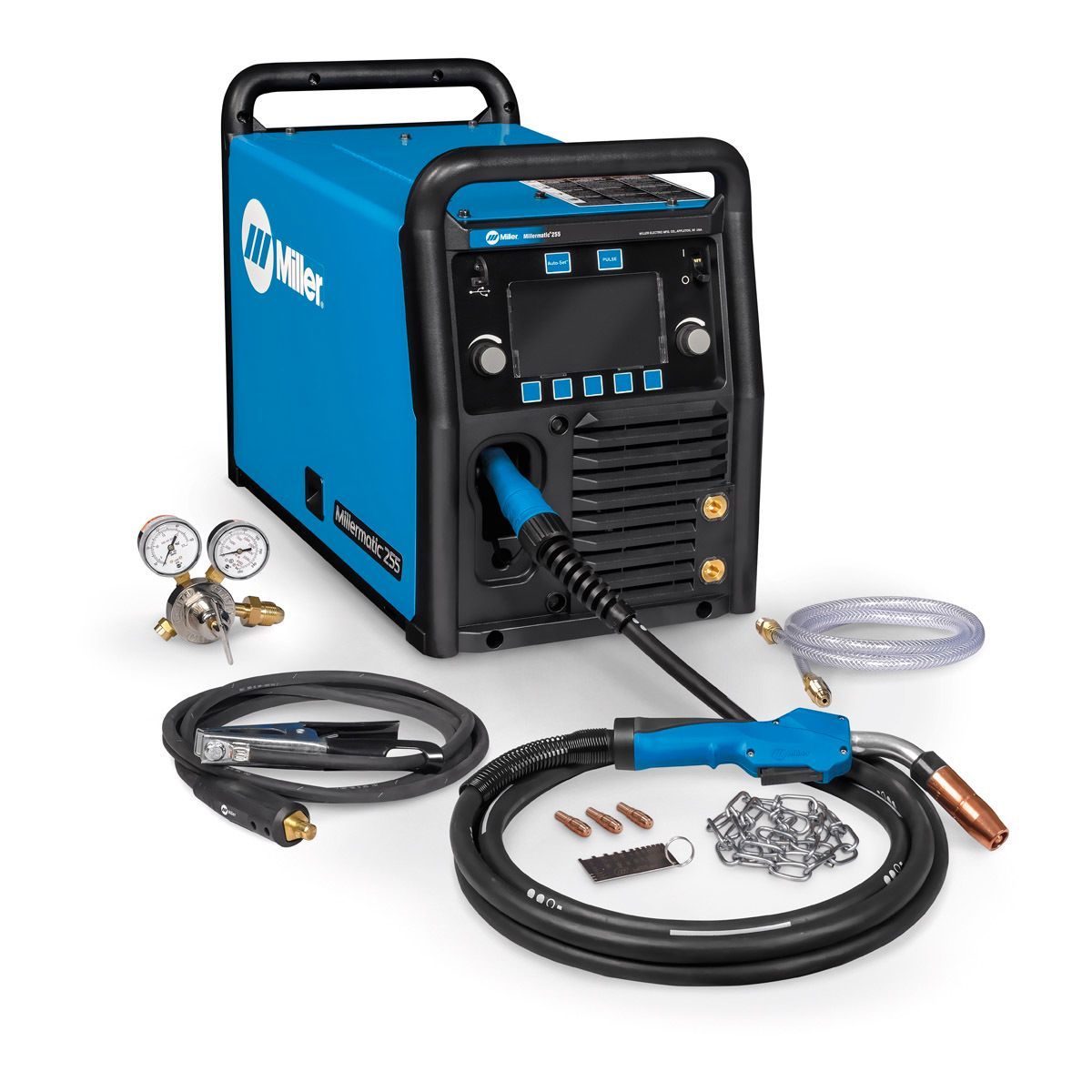 Miller® Millermatic® 255 Single Phase MIG Welder With 208 - 240 Input Voltage, 87 Amp Max Output, Auto-Set™ Elite Parameters, Auto-Line Power Management And Accessory Package