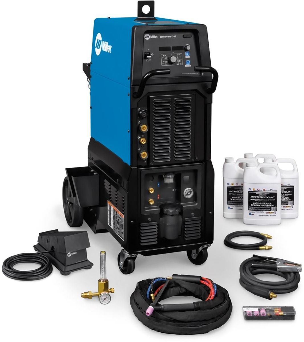 Miller® Syncrowave® 300 TIG Welder With 208 - 480 Input Voltage, 300 Amp Max Output, Pro-Set™ Technology, Coolmate™ 3S, RFCS-14HD Remote Foot Control, Running Gear And Accessory Package Miller® Syncrowave® 300 TIG Welder With 208 - 480 Input Voltage, 300 Amp Max Output, Pro-Set™ Technology, Coolmate™ 3S, RFCS-14HD Remote Foot Control, Running Gear And Accessory Package