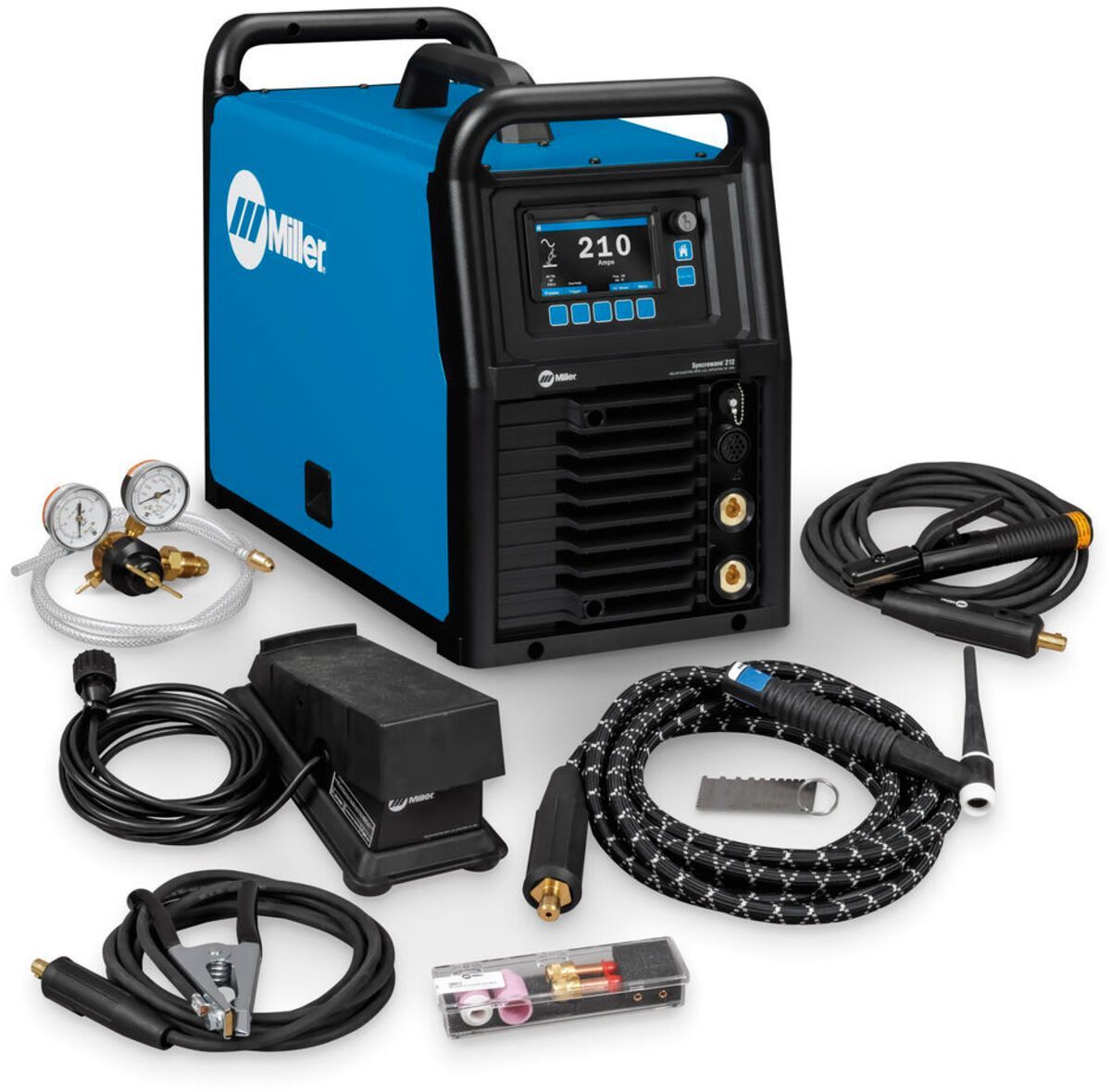Miller® Syncrowave® 212 TIG Welder With 120 - 240 Input Voltage, Auto-Set™ Technology, Pro-Set™ TIG/Stick Manual Modes And Air-Cooled Accessory Package Miller® Syncrowave® 212 TIG Welder With 120 - 240 Input Voltage, Auto-Set™ Technology, Pro-Set™ TIG/Stick Manual Modes And Air-Cooled Accessory Package