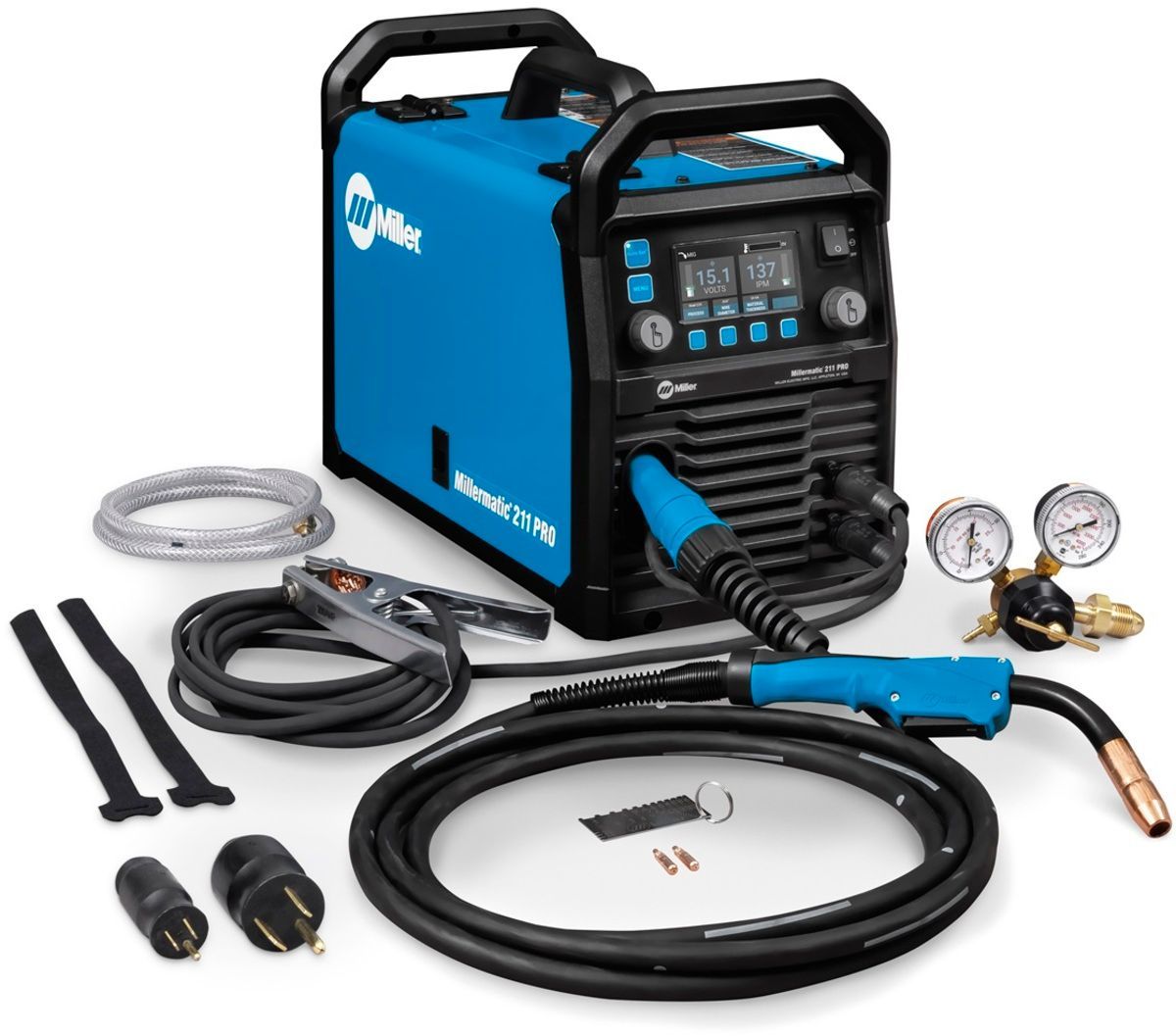 Miller® Millermatic® 211 PRO Single Phase MIG Welder With 120 - 240 Input Voltage, 230 Amp Max Output, Auto-Set™ Technology, Smooth-Start™ And Accessory Package Miller® Millermatic® 211 PRO Single Phase MIG Welder With 120 - 240 Input Voltage, 230 Amp Max Output, Auto-Set™ Technology, Smooth-Start™ And Accessory Package