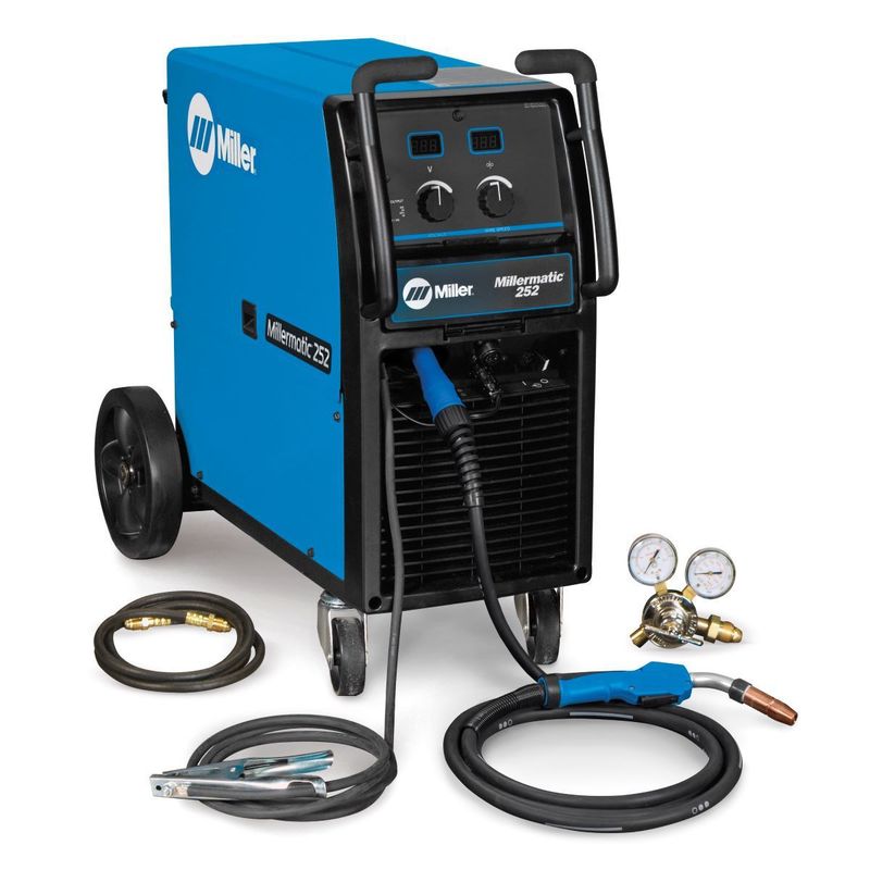 Miller® Millermatic® 252 Single Phase MIG Welder With 208 - 575 Input Voltage, 300 Amp Max Output, Auto Gun Detect, EZ-Change Low Cylinder Rack/Running Gear And Accessory Package Miller® Millermatic® 252 Single Phase MIG Welder With 208 - 575 Input Voltage, 300 Amp Max Output, Auto Gun Detect, EZ-Change Low Cylinder Rack/Running Gear And Accessory Package