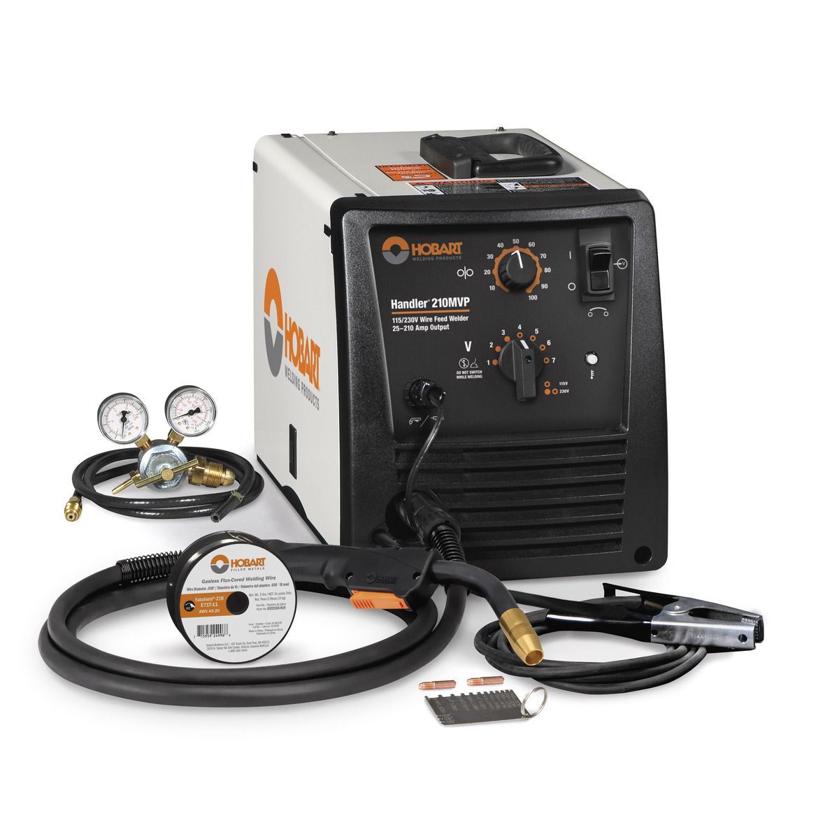 Hobart® Handler® 210 MVP Single Phase MIG Welder With 110 - 240 Input Voltage, 210 Amp Max Output And Accessory Package Hobart® Handler® 210 MVP Single Phase MIG Welder With 110 - 240 Input Voltage, 210 Amp Max Output And Accessory Package