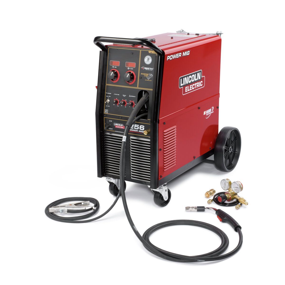 Lincoln Electric® POWER MIG® 256 Single Phase MIG Welder Power Source With 230 - 575 Input Voltage, 300 Amp Max Output, Diamond Core Technology™, MAXTRAC® Cast Aluminum Industrial Wire Drive And Acces