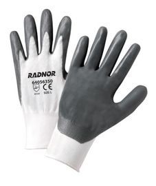 RADNOR™ Large 13 Gauge Nitrile Palm And Finger Coated Work Gloves With Nylon Liner And Knit Wrist