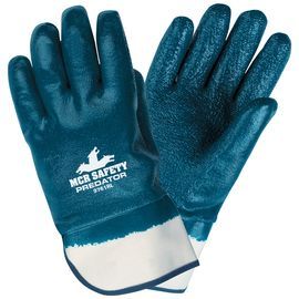 MCR Safety® Large Predator® Blue Nitrile Full Coated Work Gloves With Jersey Liner And Safety Cuff