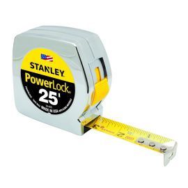 Stanley® PowerLock® 1" X 25' Silver Tape Measure With Corrosion-Resistant End Hook