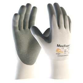 PIP Global Safety® X-Large MaxiFoam® Premium 15 Gauge Gray Micro Foam Nitrile Palm And Finger Coated Work Gloves With Nylon Liner And Knit Wrist