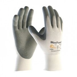 PIP Global Safety® X-Large MaxiFoam® Premium 15 Gauge Gray Micro Foam Nitrile Palm And Finger Coated Work Gloves With Nylon Liner And Knit Wrist