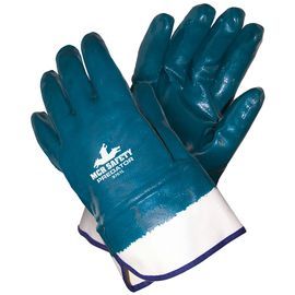 MCR Safety® Large Predator® Blue Nitrile Full Coated Work Gloves With Jersey Liner And Safety Cuff