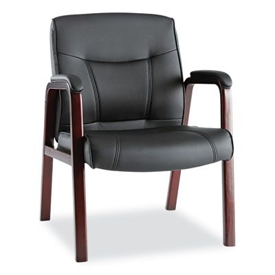 Alera® Alera Madaris Series Bonded Leather Guest Chair with Wood Trim Legs, 25.39