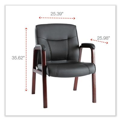 Alera® Alera Madaris Series Bonded Leather Guest Chair with Wood Trim Legs, 25.39