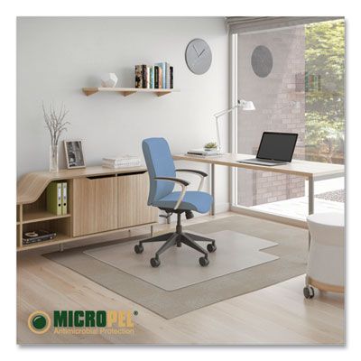 deflecto® Antimicrobial Chair Mat for Medium Pile Carpeted Floors, Rectangular with Lip, Straight Edges, 36