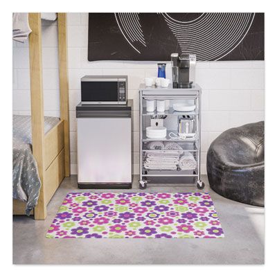 deflecto® FashionMat Chair Mat for Flat Pile Carpeted and Hard Floors, Rectangular, Straight Edges, 35