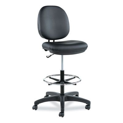 Alera® Alera Interval Series Swivel Task Stool, Supports Up to 275 lb, 23.93 Alera® Alera Interval Series Swivel Task Stool, Supports Up to 275 lb, 23.93" to 34.53" Seat Height, Black Faux Leather
