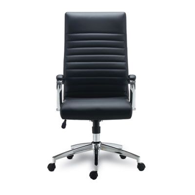 Alera® Alera Eddleston Leather Manager Chair, Supports Up to 275 lb, Black Seat/Back, Chrome Base