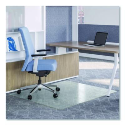 deflecto® OceanMat Carpet Chair Mat for Flat Pile Carpeted Floors, Rectangular, Straight Edges, 36