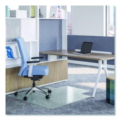deflecto® OceanMat Carpet Chair Mat for Flat Pile Carpeted Floors, Rectangular with Lip, Straight Edges, 45