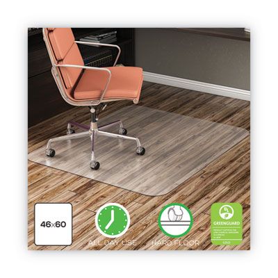deflecto® EconoMat Non-Studded All Day Use Chair Mat for Hard Floors, Rectangular, 46
