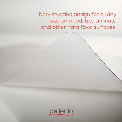 deflecto® Clear All Day Use Chair Mat for Hard Floors, Rectangular, Straight Edges, 45