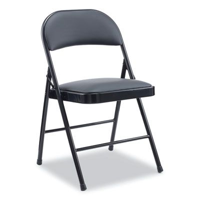 Alera® Alera PU Padded Folding Chair, Supports Up to 250 lb, Black Seat, Black Back, Black Base, 4/Carton Alera® Alera PU Padded Folding Chair, Supports Up to 250 lb, Black Seat, Black Back, Black Base, 4/Carton