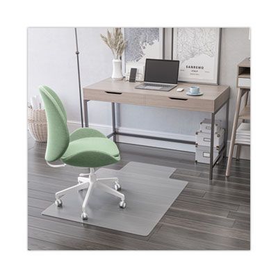 deflecto® EconoMat Non-Studded All Day Use Chair Mat for Hard Floors, Rectangular with Lip, 46