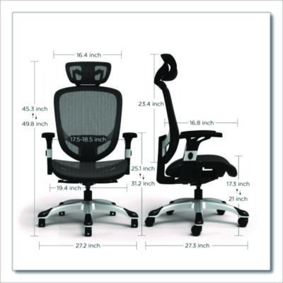Alera® Alera Minerva Ergonomic Mesh Swivel Task Chair, Support Up to 275lb, 17.24 to 20.98 Seat Height, Black Seat/Back, Silver Base