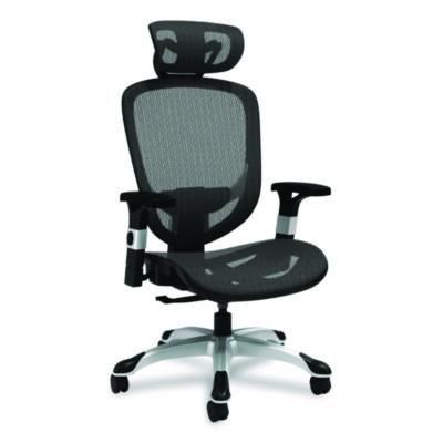 Alera® Alera Minerva Ergonomic Mesh Swivel Task Chair, Support Up to 275lb, 17.24 to 20.98 Seat Height, Black Seat/Back, Silver Base