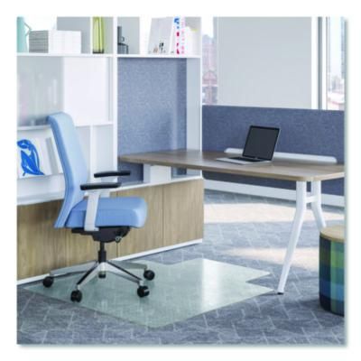 deflecto® OceanMat Carpet Chair Mat for Flat Pile Carpeted Floors, Rectangular with Lip, Straight Edges, 36