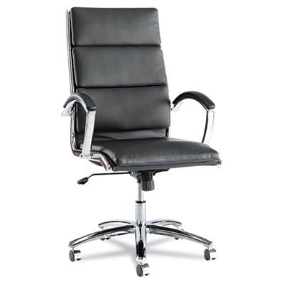Alera® Alera Neratoli High-Back Slim Profile Chair, Faux Leather, 275 lb Cap, 17.32 Alera® Alera Neratoli High-Back Slim Profile Chair, Faux Leather, 275 lb Cap, 17.32" to 21.25" Seat Height, Black Seat/Back, Chrome