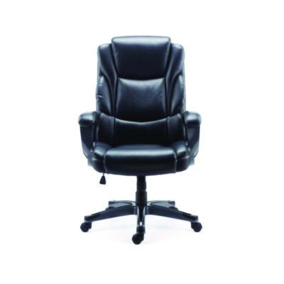 Alera® Alera Kirkdale Bonded Leather Manager Chair, Supports Up to 275 lb, 16.18 to 22.76 Seat Height, Black Seat/Back, Black Base