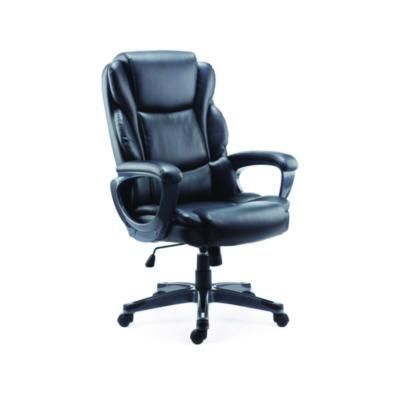 Alera® Alera Kirkdale Bonded Leather Manager Chair, Supports Up to 275 lb, 16.18 to 22.76 Seat Height, Black Seat/Back, Black Base