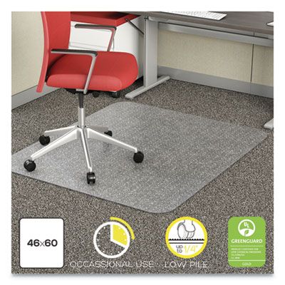 deflecto® EconoMat Occasional Use Chair Mat for Flat Pile Carpeted Floors, Rectangular, 46