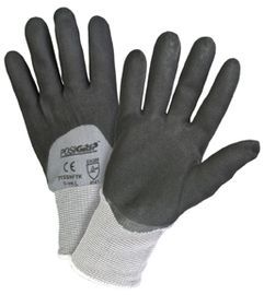 PIP Global Safety® X-Large PosiGrip® 15 Gauge Black Foam Nitrile Palm Finger And Knuckle Coated Work Gloves With Nylon And Spandex Liner And Knit Wrist