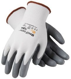 PIP Global Safety® Small MaxiFoam® Premium 15 Gauge Gray Micro Foam Nitrile Palm And Finger Coated Work Gloves With Nylon Liner And Knit Wrist