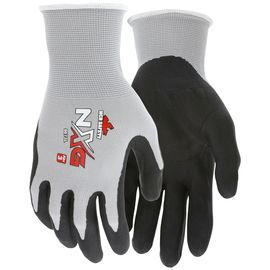 MCR Safety® Small NXG 13 Gauge Black Nitrile Palm And Fingertip Coated Work Gloves With Nylon Liner And Knit Wrist
