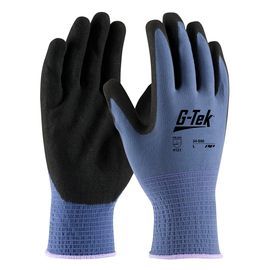 PIP Global Safety® Small G-Tek® 13 Gauge Black Nitrile Palm And Finger Coated Work Gloves With Nylon Liner And Knit Wrist