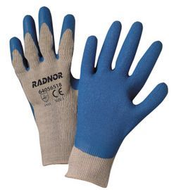 RADNOR™ Small 10 Gauge Latex Rubber Palm And Finger Coated Work Gloves With Cotton And Polyester Liner And Knit Wrist RADNOR™ Small 10 Gauge Latex Rubber Palm And Finger Coated Work Gloves With Cotton And Polyester Liner And Knit Wrist