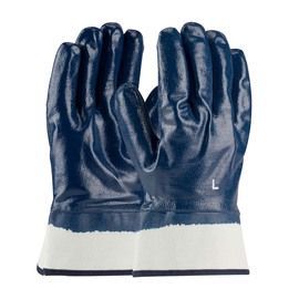PIP Global Safety® Medium ArmorTuff® Blue Smooth Nitrile Full Coated Work Gloves With Cotton Liner And Safety Cuff PIP Global Safety® Medium ArmorTuff® Blue Smooth Nitrile Full Coated Work Gloves With Cotton Liner And Safety Cuff