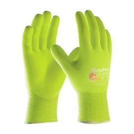 PIP Global Safety® Large MaxiFlex® Ultimate™ 15 Gauge Hi-Vis Yellow Micro Foam Nitrile Palm And Finger Coated Work Gloves With Nylon And Elastane Liner And Knit Wrist PIP Global Safety® Large MaxiFlex® Ultimate™ 15 Gauge Hi-Vis Yellow Micro Foam Nitrile Palm And Finger Coated Work Gloves With Nylon And Elastane Liner And Knit Wrist