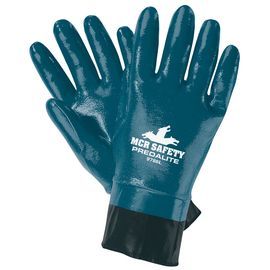 MCR Safety® X-Large Predalite® Blue Nitrile Full Coated Work Gloves With Interlock Cotton Liner And PVC Safety Cuff MCR Safety® X-Large Predalite® Blue Nitrile Full Coated Work Gloves With Interlock Cotton Liner And PVC Safety Cuff