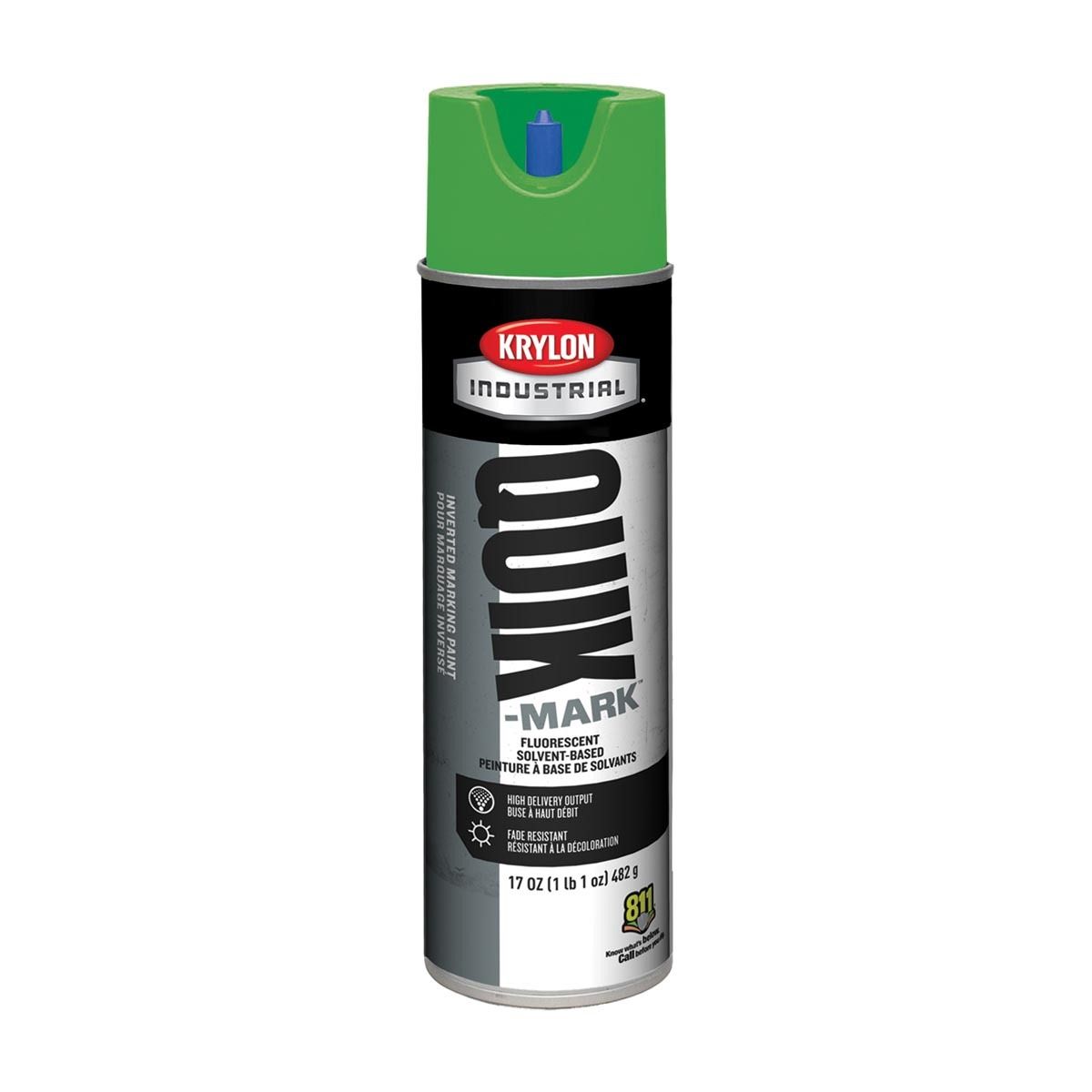 Krylon® 17 Ounce Aerosol Can Flat Hi-VIz Green Industrial Quik-Mark™ Solvent-Based Inverted Marking Paint Krylon® 17 Ounce Aerosol Can Flat Hi-VIz Green Industrial Quik-Mark™ Solvent-Based Inverted Marking Paint