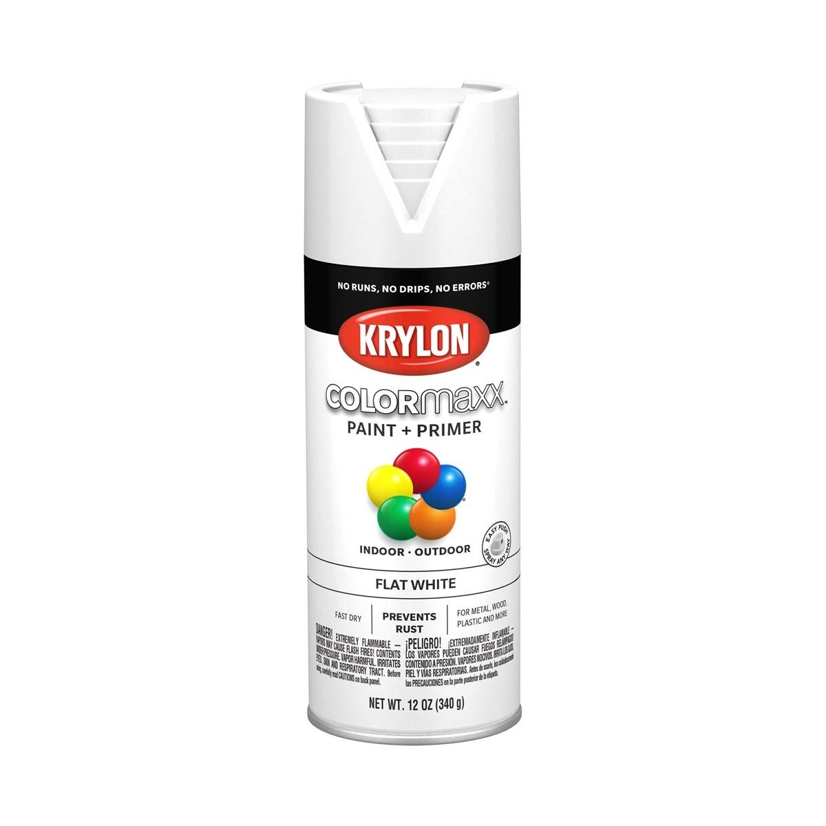 Krylon® 12 Ounce Aerosol Can Flat White COLORmaxx™ Paint And Primer Spray Paint Krylon® 12 Ounce Aerosol Can Flat White COLORmaxx™ Paint And Primer Spray Paint