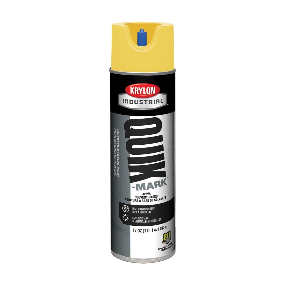 Krylon® 17 Ounce Aerosol Can Flat Hi-Viz Yellow Industrial Quik-Mark™ Solvent-Based Inverted Marking Paint Krylon® 17 Ounce Aerosol Can Flat Hi-Viz Yellow Industrial Quik-Mark™ Solvent-Based Inverted Marking Paint