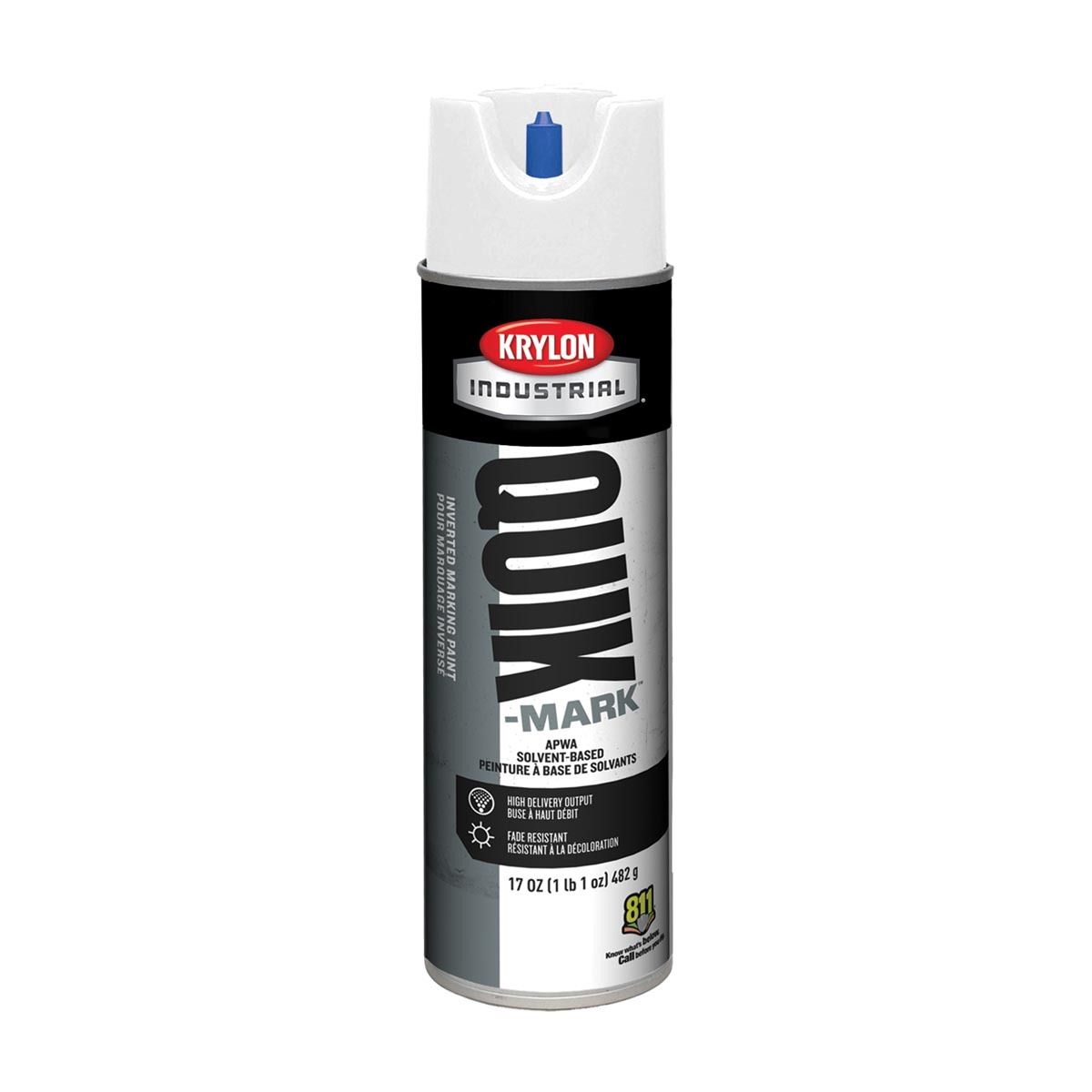 Krylon® 17 Ounce Aerosol Can Flat Utility White Industrial Quik-Mark™ Solvent-Based Inverted Marking Paint