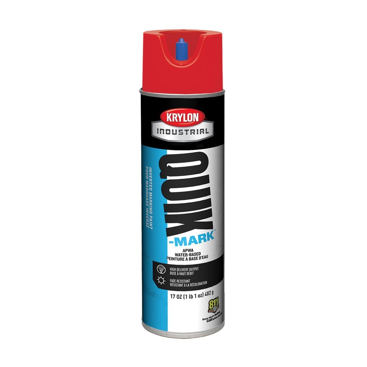 Krylon® 17 Ounce Aerosol Can Flat Brilliant Red Industrial Quik-Mark™ Water-Based Inverted Marking Paint Krylon® 17 Ounce Aerosol Can Flat Brilliant Red Industrial Quik-Mark™ Water-Based Inverted Marking Paint