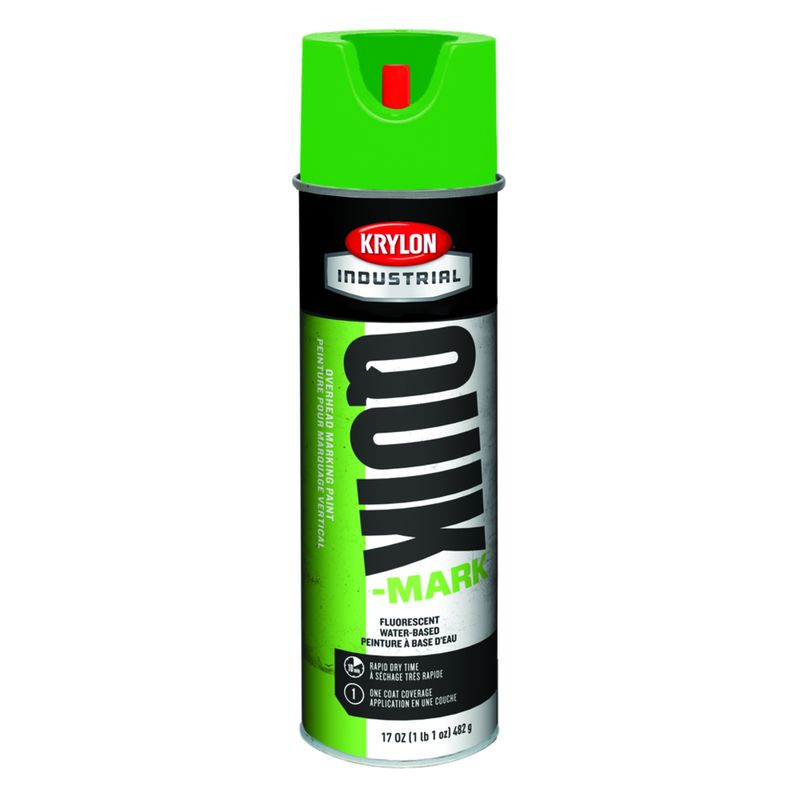 Krylon® 17 Ounce Aerosol Can Flat Hi-VIz Green Industrial Quik-Mark™ Water-Based Overhead Marking Paint