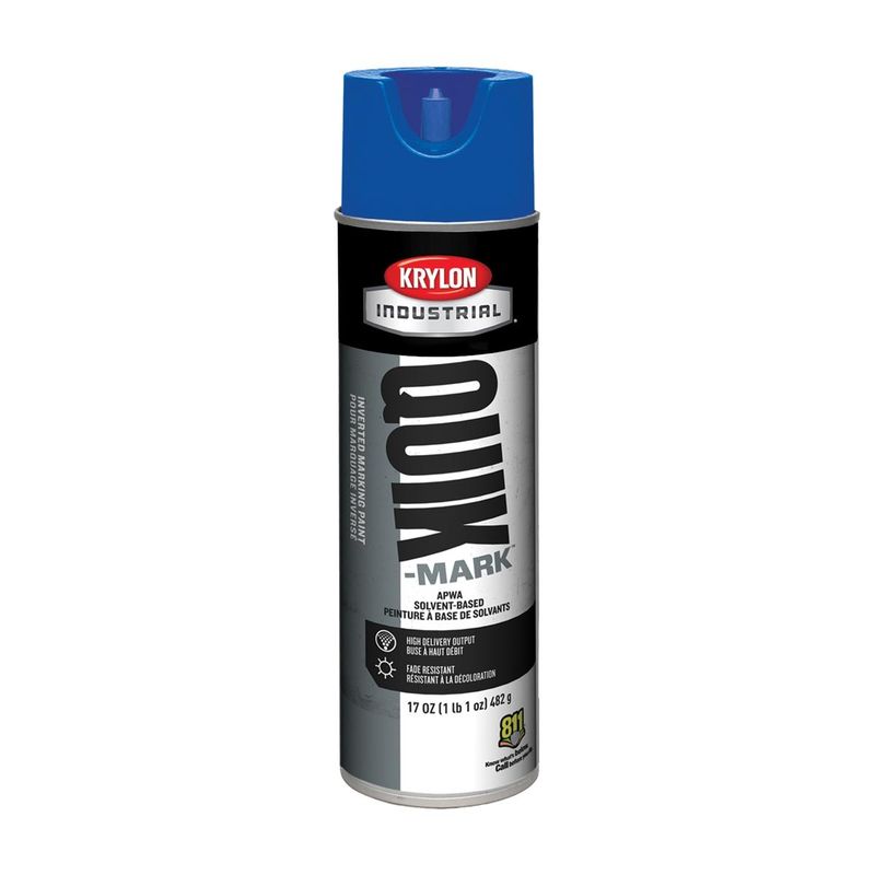 Krylon® 17 Ounce Aerosol Can Flat Blue Industrial Quik-Mark™ Solvent-Based Inverted Marking Paint