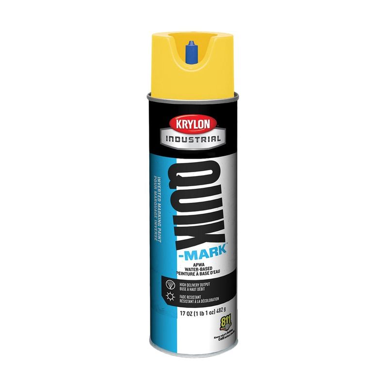 Krylon® 17 Ounce Aerosol Can Flat Yellow Industrial Quik-Mark™ Water-Based Inverted Marking Paint